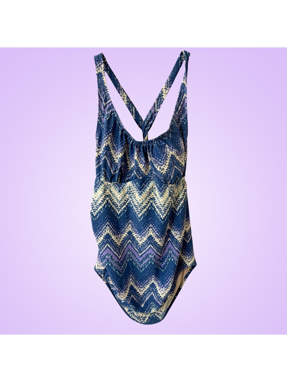 New Womens Size M Blue Maternity Swimsuit by Liz Lange | One Piece Chevron